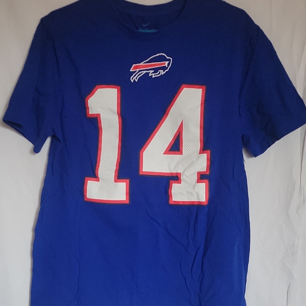 Nike Blue Graphic Tee with White and Red Accents